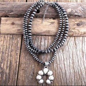 NEW Howlite Squash Blossom beaded necklace